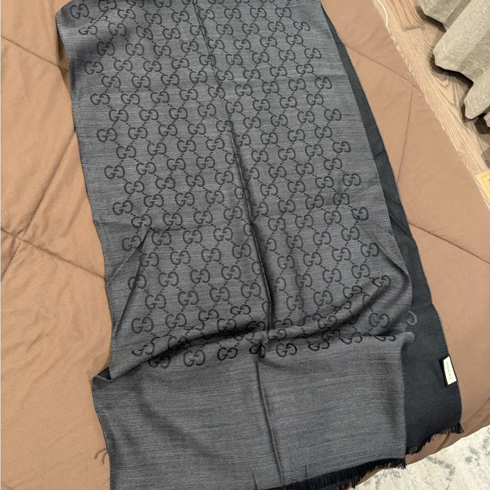 Gucci Charcoal and Black Monogram Scarf - Picture 1 of 4